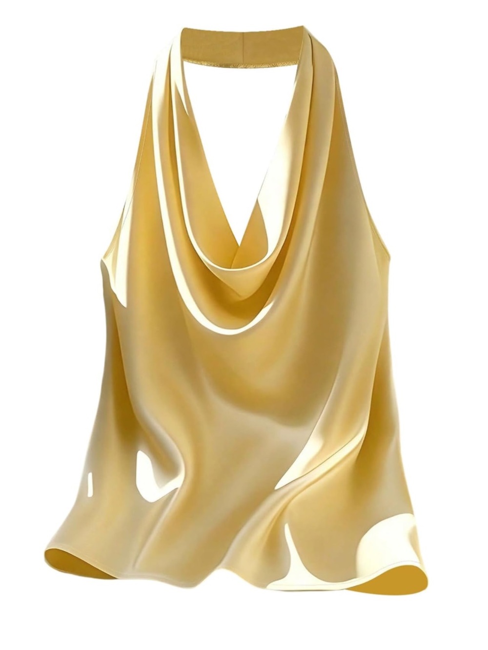 Sleeveless Halter Neck Cowl Neck Satin Camisole Top for Party Date Night
